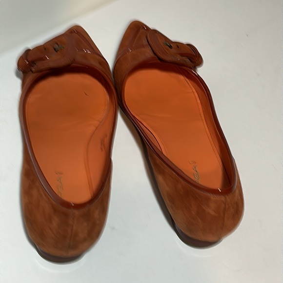 VIA SPIGA Rust Suede Leather Belted Buckle Accent Ballet Flats Pointed Toe 9.5M - Picture 4 of 8